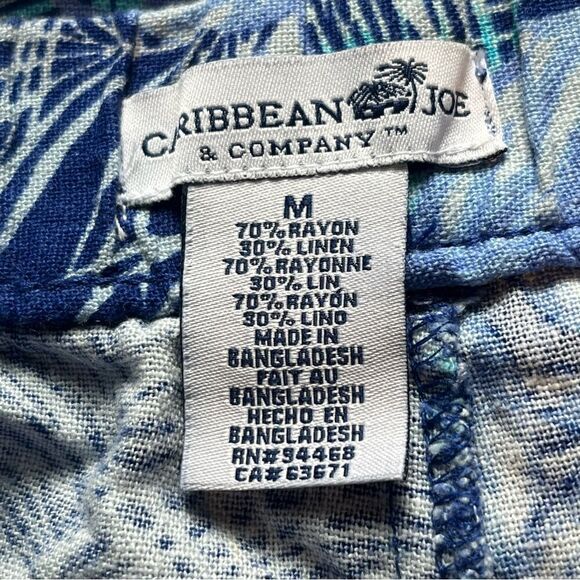Carribbean Joe Women's Capris Blue TurquoiseLleaf Print Size Medium - Picture 4 of 9